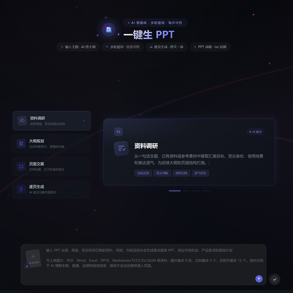 一键生成 PPT 与无限画布交互